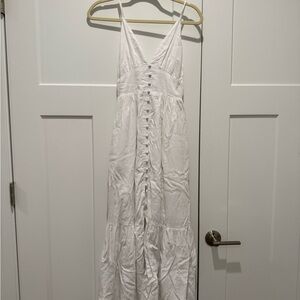 Abercrombie & Fitch White Button-Front Maxi Dress